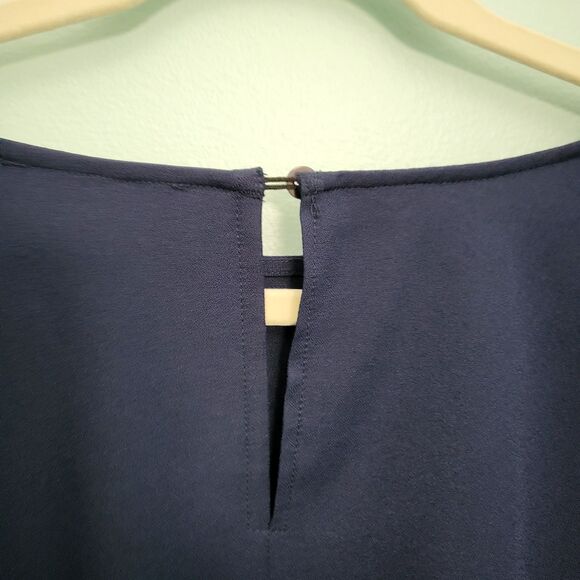 ELOQUII Navy Blue Long Sleeve Blouse Womens Plus 18 Pearl Like Buttons Classic - Picture 4 of 7